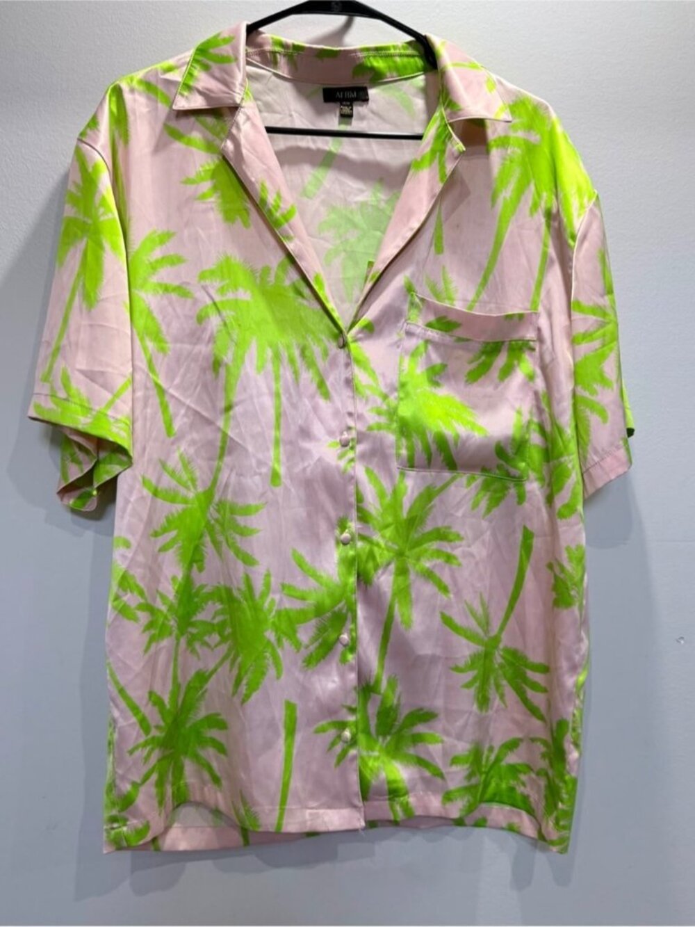 AFRM Frida Satin Shirt & Bra Set Palm Print Size M - Picture 3 of 8